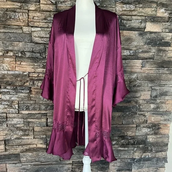 Vintage Victoria's Secret Purple Robe with Long Sleeves and Open Front - Picture 2 of 7